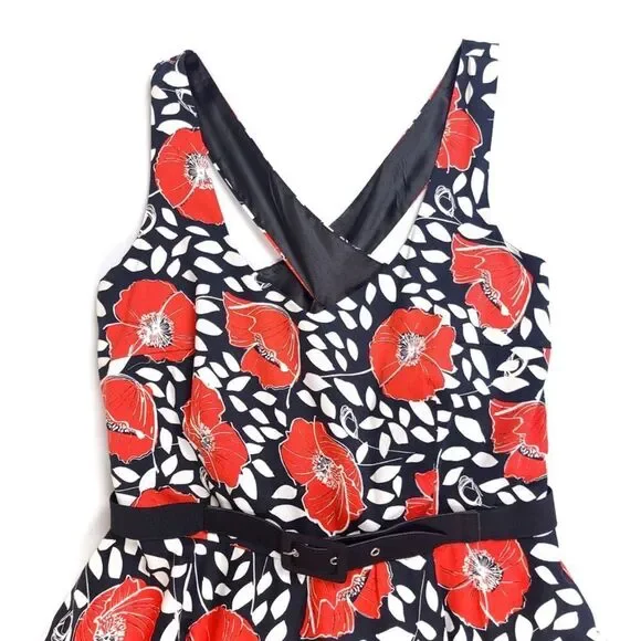 City Chic Power Poppy Dress Pin Up Fit And Flare Belted Womens Plus Size 16 Red - Picture 5 of 10